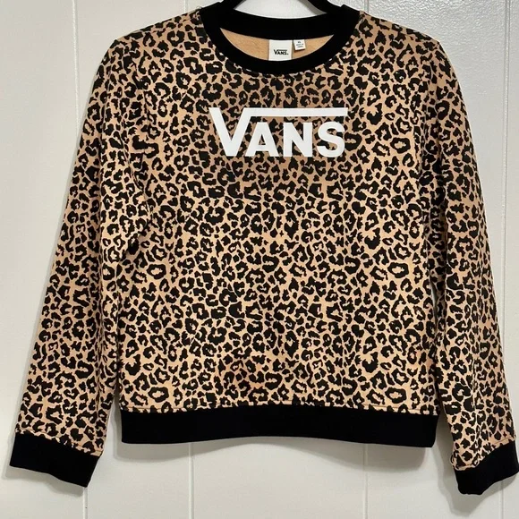 Vans Girls Cheetah Crew Sweatshirt XL 14 16